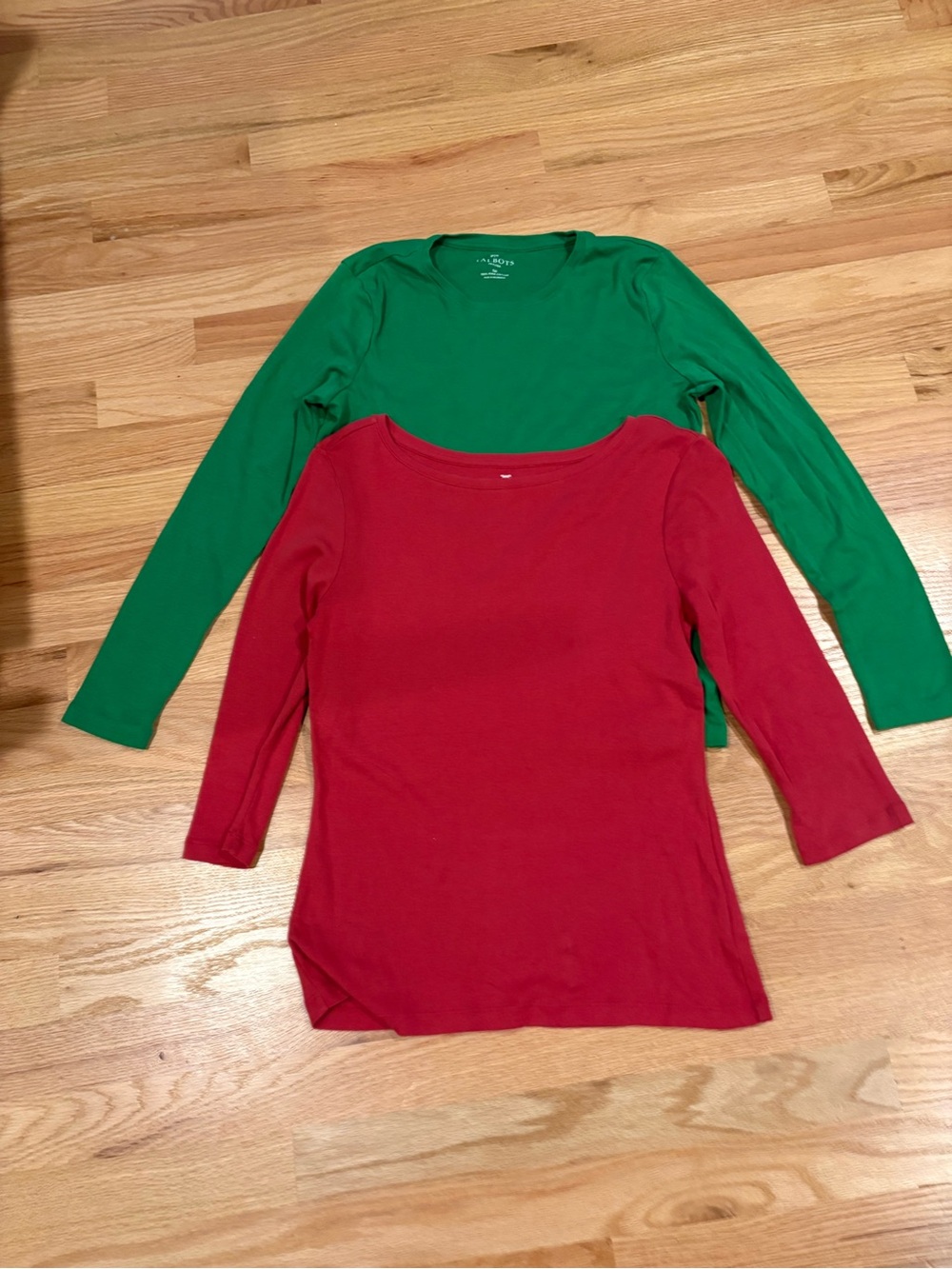 Lot of 2 Talbots Pima Cotton Tee. Sz PS. Long & 3/4 sleeve.